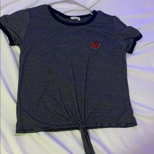 black and white shirt with rose